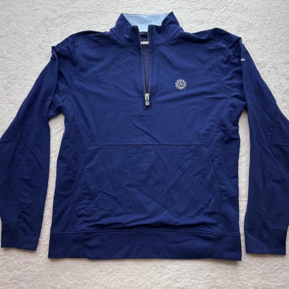 B. Draddy Mens Navy Blue Pima Cotton Blend Quarter Zip Pullover Sweater Large